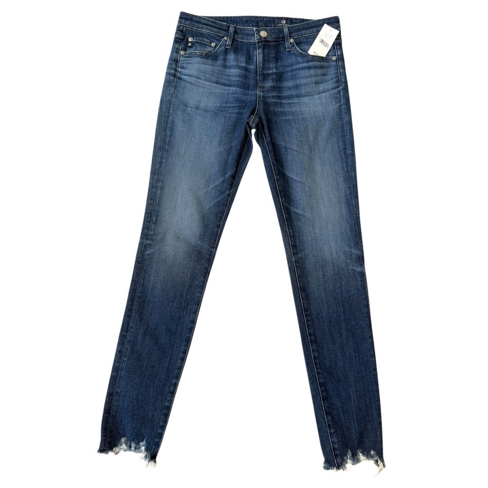 AG Adriano Goldschmied The‎ Legging Ankle Blue Super Skinny Jeans Raw Hem 4 27